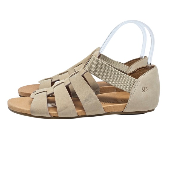 Gentle Souls Strappy Sandals Women Beige Leather‎ Elastic Comfort Flat Size 6.5 - Picture 5 of 10